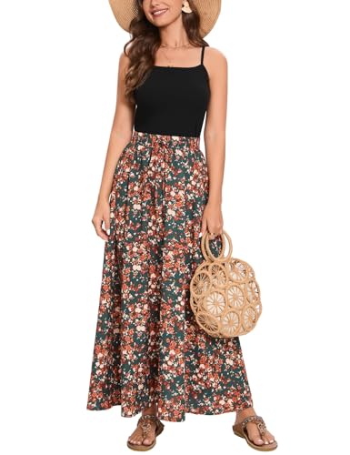 Hount Langer Rock Damen Tüll Rock Lang Sommer Elegant Elastische Taille Plus Size Maxi Skirt (XXL, F25)
