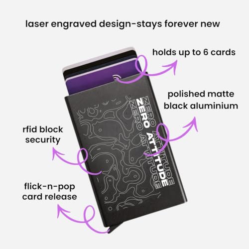 Image of Zip-Tap NFC Digital Contact Sharing Wallet Black Metal Laser Engraved Cyberpunk Design with Software RFID Blocking Aluminum Slim Front Pocket (Utopia)