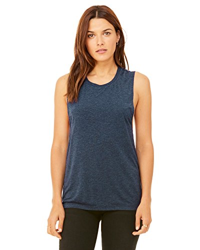 Bella Canvas Flowy Scoop Muscle Tank (B8803) Heather Navy, M #TOP18