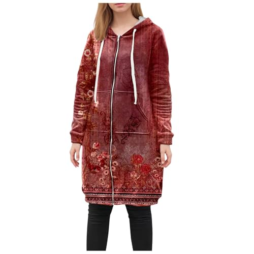 Sweats à capuche femme long veste mince zippée automne