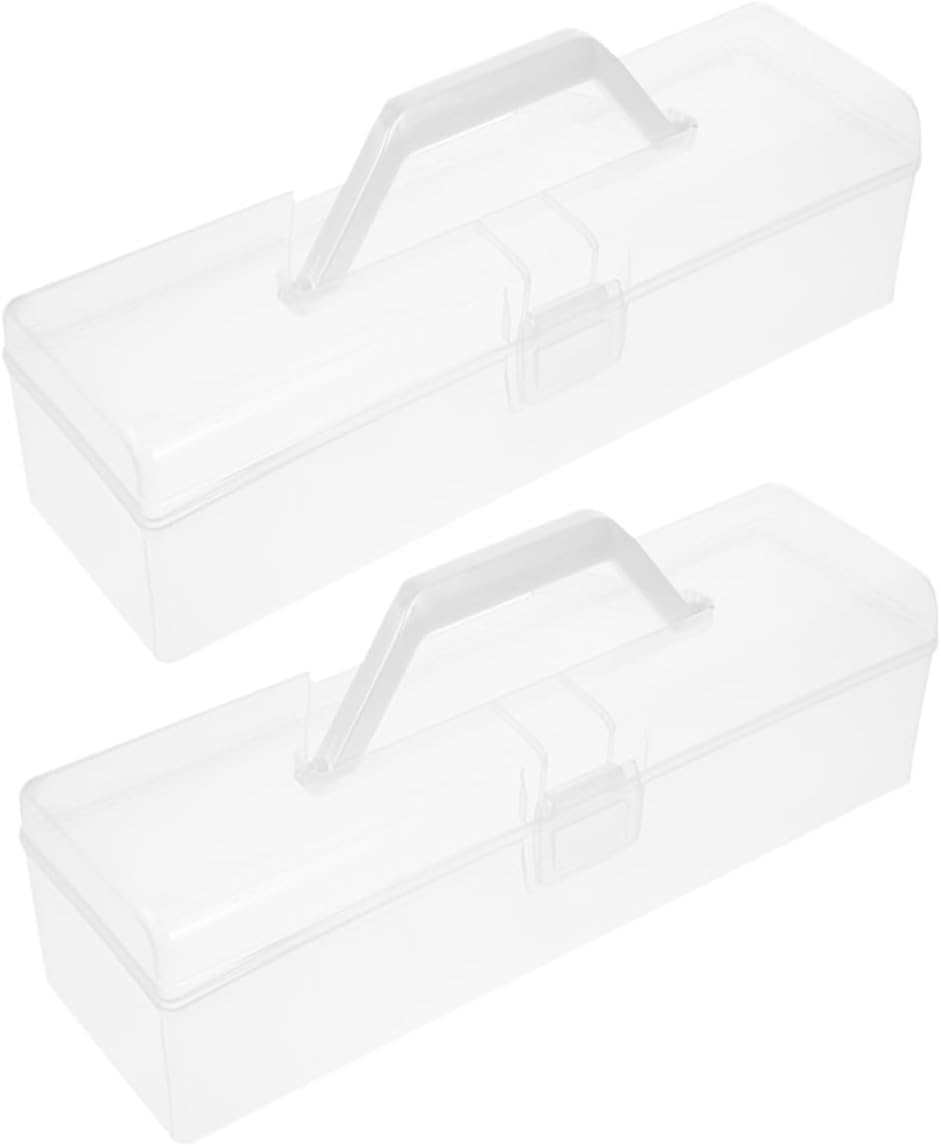 NUOBESTY 2pcs Storage Box Tool Organizer Box for Art Supplies Paint Brush Holder Brush Storage Case Portable Organizer Comfortable Handle