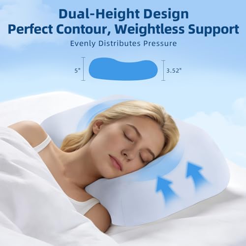 Keeyotek Memory Foam Cervical Pillow for Side & Back Sleepers, Ergonomic Neck Support Pillow for Adults, Dual-Height 5" & 3.5" Design, Breathable Washable Cover, Slow Rebound, Medium-Firm Support by Keeyotek - Image 3