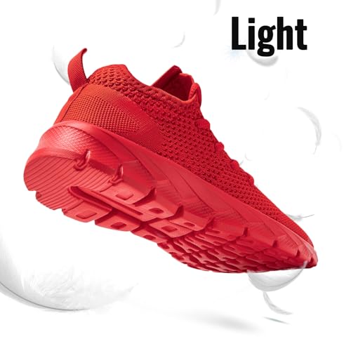 Image of Men Running Shoes Tennis Walking Gym Slip On Athletic Fashion Sneakers Lightweight Breathable Sport Shoe Red Size 7
