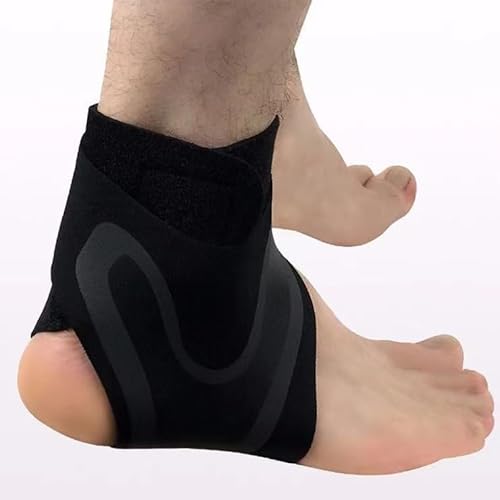 Votvlog 2 Pcs Noir Bandage de cheville pour fasciite plantaire, chevillères respirantes pour Les Hommes et Les Femmes pour Entorse Cheville/Sport/Football/Running/Fitness(EU:37-39)