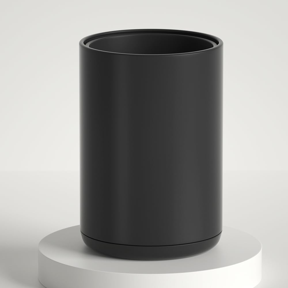 2.1 Gallon/8L Bathroom Trash Can, Small Garbage Can, Open Top, Modern Waste Basket, for Bedroom, Hotel Toilet, Kitchen, Office (Black)