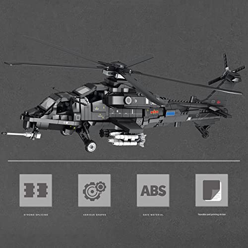 LTGO Technik Bausteine Flugzeug,Militär Bewaffnet Hubschrauber Modell mit 8 Pilot,1366 Teile Klemmbausteine Bausatz… – Bild 4