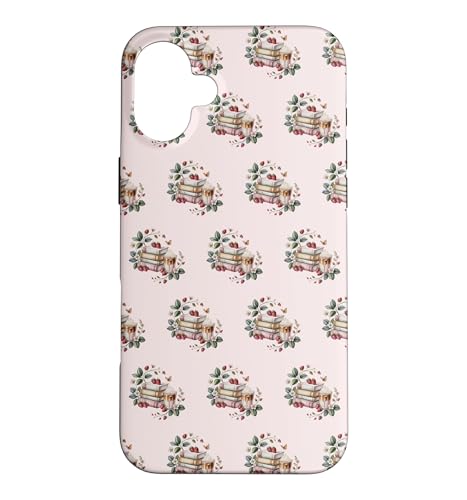 Strawberry Books and Coffee Aesthetic Cottagecore Readers �X�}�z�P�[�X iPhone 16 Plus �p