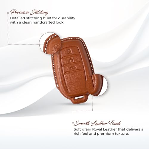 Image of keyzone Royal Leather Key Cover for Toyota Fortuner, Legender, Innova HyCross, Land Cruiser, 3-Button Smart Key