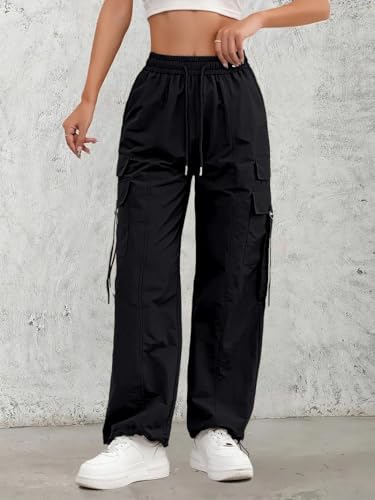Image of Leriya Fashion Cargo Pants For Woman | Trousers For Womans |High Waist PolyCotton Trouser for Women - Flared Parachute Pants with Side Pockets |Womens Cargo Pant | Track Pant For Womans |Elegant for College & Events (Available in Plus Size)