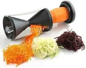 Cortador de Legumes Espiral Manual – Fatiador de Vegetais para Espaguete de Abobrinha e Cenoura – 2 Lâminas em Aço Inox – Cortador Espiralizador Compacto para Cozinha – Sem BPA
