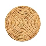 Shophubio Posavasos de ratán tejido, manteles individuales de paja natural y manteles resistentes al calor para tazas de té, cuencos, ollas, almohadillas aislantes (13 cm)