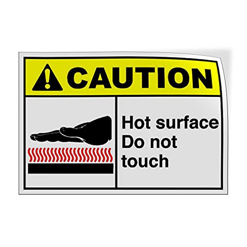 Calcomanía con etiqueta OSHA ANSI de Hot Surface Do Not Touch Caution