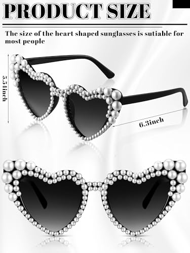 10 Pcs Bachelorette Party Sunglasses Pearl Heart Shaped Sunglasses Bridesmaid Gifts for Women Bride Wedding Party4