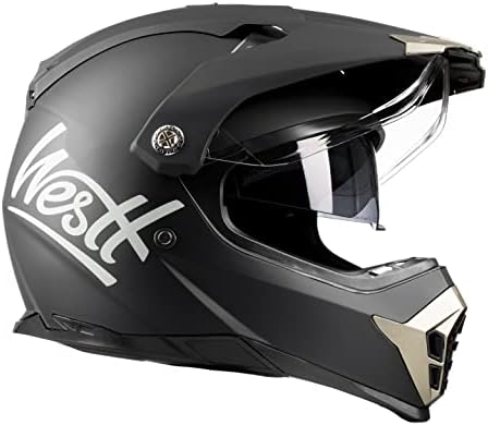 Westt DOT Full Face Helmet - Dual Visor Motorcycle Helmets for Adults - Dirt Bike Helmets Motocross Snowmobile Racing Helmet(L/Black-Gold Cross X)