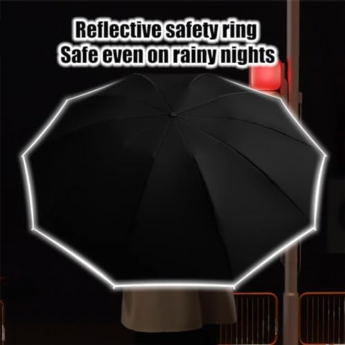 Ring Buckle Umbrella,Reflective Safety Strip,Sturdy Windproof,Reverse Automatic Umbrella,Travel Portable,Compact Small Travel Umbrella, Portable Folding Umbrella For Rain&Sun