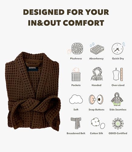 Image of Luxury Organic Japanese Cotton Hotel & Spa Waffle Bathrobe for Men and Women (Hooded /Kimono)
