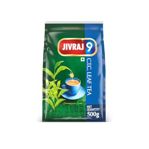 Jivraj 9 Ctc Assam Leaf Black Tea-Pack Of 500Gram, Premium Ctc Chai With Blended Loose Leaves, Strong Aromatic & Quick Brewing Tea With Supreme Taste
