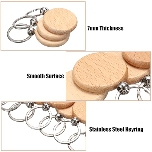 JUXYES 300 PCS Unfinished Wooden Keychain Blanks for Engraving, 7mm Thick by JUXYES - Used condition - Image 4