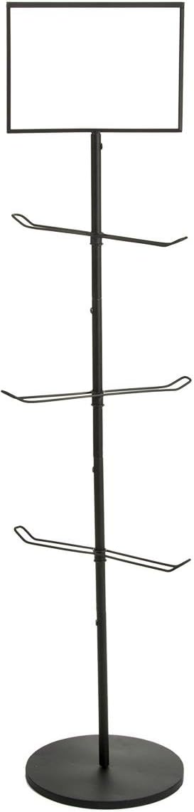 Displays2go Purse and Handbag Rack, Floor Standing Model with Sign, 57" Tall (Black Wrought Iron)