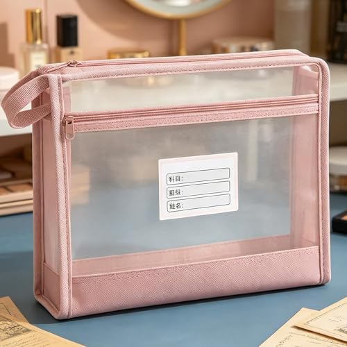 Bolsas de malla con cremallera A4 transparentes de doble capa para documentos 3