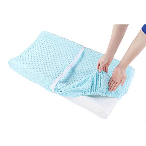 Baby Changing Pad Cover, Super Soft Minky Dot Diaper Changing Table Covers For Baby Girls And Boys, Ultra Comfortable, Safe For Babies, Fit 32"/34'' X 16" Pad (Skyblue) #TOP2