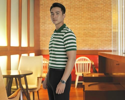 Image of MACK JONNEY Men's Cotton Polo T-Shirt | Regular Fit | Short Sleeve | Striped Casual Wear | Pack of 2 -MJ-1