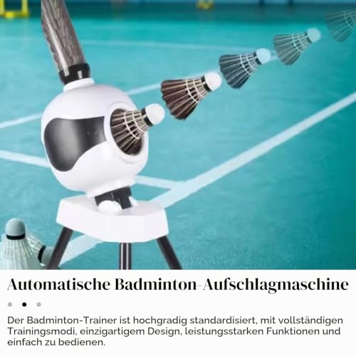 Badminton Aufschlagmaschine, Badminton Trainingsmaschine mit 6 Badminton Tragbare Federball Aufschlagmaschine mit Badminton Ballmaschine für Solotraining Fangbohrer Smash-Training, 15 Ballkapazität