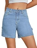 luvamia Women's Denim Shorts Women's Summer Shorts Light Wash Jean Shorts Women Size 22 Shorts for Women Plus Size Utility Shorts Plus Size Jean Shorts Blue Breeze XX-Large Fits Size 20 / Size 22