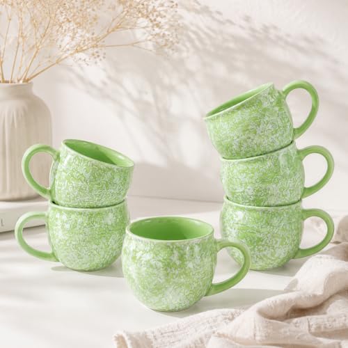 Image of Colorfull Ceramic Tea Cup Set of 6 Pcs - 100ml | Tea /Chai Cup Sets Coffee Mugs Ceramic Dinnerware Crockery for Kitchen | Ideal for Kitchen, Home Daily Use & Gifting (Dewdrop Green Whisper)