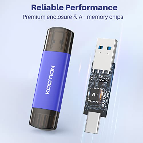 Image of KOOTION 64GB USB C Flash Drive 2-in-1 Type-C Flash Drive USB-A&USB-C 3.0 Dual Drive OTG, Thumb Drive Memory Stick for Android Smartphone /Tablet /PC
