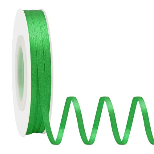 Simplegoal Double Face Green Satin Ribbon 1/8 Inch X 50 Yards Polyester Forest Green Ribbons for Gift Wrapping Fabric Ribbon for Crafts Flower Bouquet Sewing Arts Wedding Party Decoration
