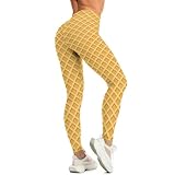 Huryilo Ice Cream Cone Texture Yoga Pants Dessert Womens Leggings Yoga Leggings for Women M