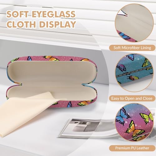 Image of Glasses Case Hard Shell,Portable Protective Eyeglasses Case, Eyeglass Holder Box with Cleaning Cloth,for Women Men