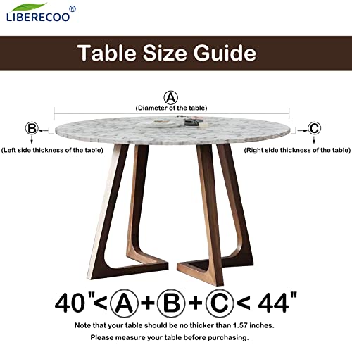 Liberecoo Round Vinyl Fitted Tablecloth With Flannel Backing Elastic Edge Plastic Table Cover Waterproof Table Cloth Stain-Resistant Wipeable For 40"-44" Round Table #TOP1