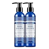 Dr. Bronner's - Organic Hair Crème (Peppermint, 6 Ounce, 2-Pack) - Leave-In Conditioner and Styling Cream, Made with Organic Oils, Hair Cream Supports Shine and Strength, Nourishes Scalp, Non-GMO