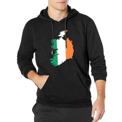 Flag Map of Ireland Unisex Casual Hoodies Long Sleeve Lightweight Pullover Tops Loose Sweatshirt with Pocket