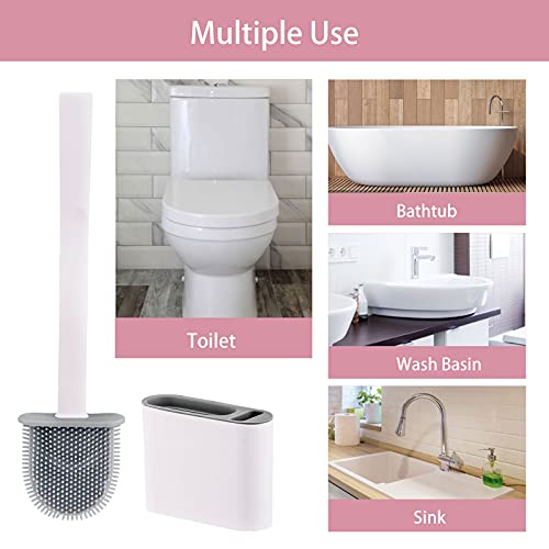 Vdkidkt Toilet Brush Cleaner And Holder Set, Silicone Brush With Small Cleaning Brush, Bendable & Flexible Brush Head To Clean Toilet Corner Easily, Floor Standing & Wall Mounted (Dark Gray) #TOP5