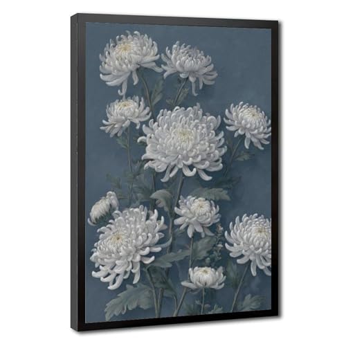 Impression sur toile de chrysanthème blanc style japonais pour salon et chambre 61x91 cm
