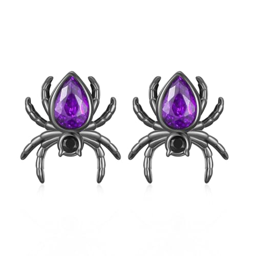 PARYFO Boucles d'oreilles gothiques en argent 925 - Tête de mort/ange diable/poupée vaudou / nervure noire / araignée / chauve-souris / squelette - Bijoux gothiques noirs - Cadeau pour femme et fille