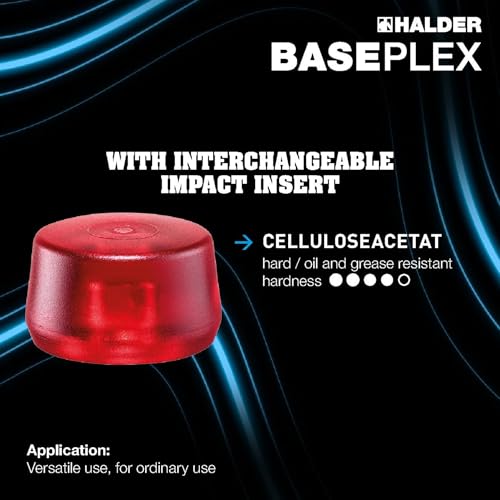 Image of Halder Baseplex Soft-Faced Mallet 3968.030 - Hard Plastic Insert, Hard Nylon Insert, Zinc Die-Cast Housing, Overstrike Protector, 30mm, 12.7 Oz.