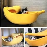 NatureMan Kreative Bananenform, Hunde- und Katzenbett, süßes Bananenbett, warm und weich, Haustier-Katzenbedarf, Kätzchen, Welpenbett (M)