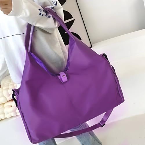 Image of BANQLYN Women Nylon Dry Wet Depart Sport Bag Multifunction Fitness Training Yoga Duffle Bag with Shoe compartmentFitness Bag Yoga Mat Bag (Purple)