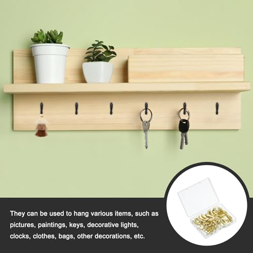 Image of uxcell 10 Pcs Push Pin Picture Hooks, Zinc Alloy Picture Hanging Nails Thumb Tacks Hanging Hooks with Nails for Wall Wooden Board, Gold