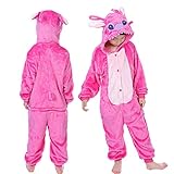 Children Anim Pajamas Boy Girl Pajama Cartoon Animal Cosplay Pyjama One-piece Kigurumi Stitch Kids Fleece Sleepwear (Style 2,8-9 Years)
