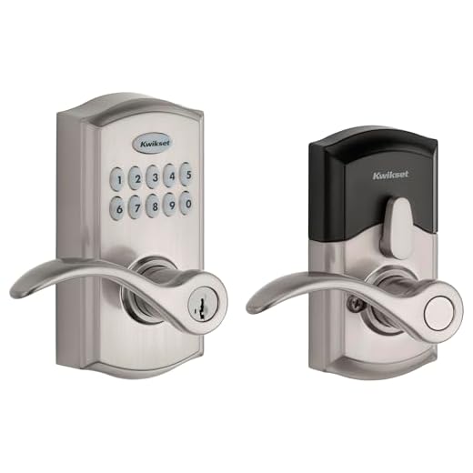 Teclado Kwikset SmartCode 955 Alavanca eletrônica Fechadura da porta Alternativa com alavanca de maçaneta Pembroke com segurança SmartKey em níquel acetinado