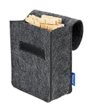 Wäschekl.b.eutel Mod. Valet mit 50 langlebigen Wäscheklammern aus Bambus praktische Aufbewahrung grau recycelter Filz 16x21x7,5 cm