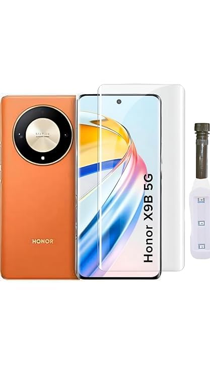 Image of UV Premium HD+ Tempered Glass For Honor X9B (6.78 Inch, Pack of 1) Full Adhesive Curved Glass 100% Fingerprint Working with installation kit