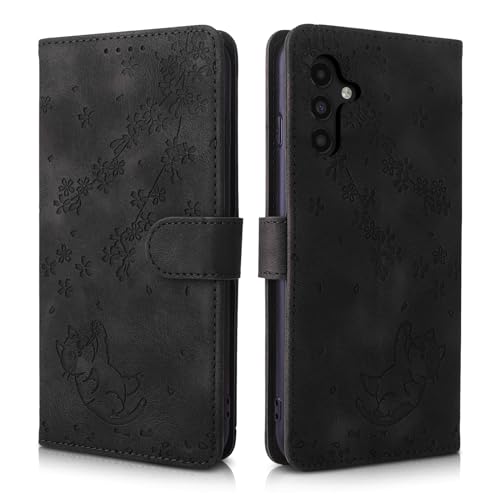 CXTCASE Funda para Samsung Galaxy A14 4G/A14 5G, Funda Tapa Libro Movil Carcasa PU Cuero Flip Caso Cubierta Case Funda con Soporte y Ranuras para Tarjetas para Samsung Galaxy A14 5G, Negro
