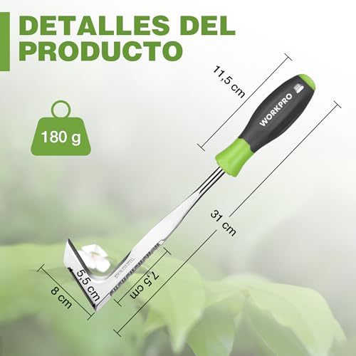 WORKPRO Herramientas de Deshierbe, 31 cm Extractor Malas Hierbas y Grietas, Desherbador Manual con Filo Dentado, Azadillas para Jardinería - Image 2