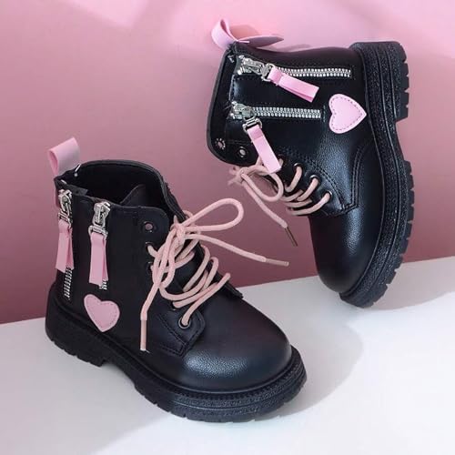 IWIHMIV Toddler Girl Ankle Boots Girls Outdoor Side Zipper Ankle Boots Non Slip Comfortable Leather Short Booties2